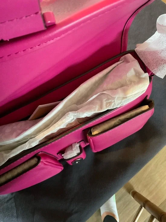 Michael Kors Hot Pink Leather Buckle Shoulder Bag - Picture 4 of 5